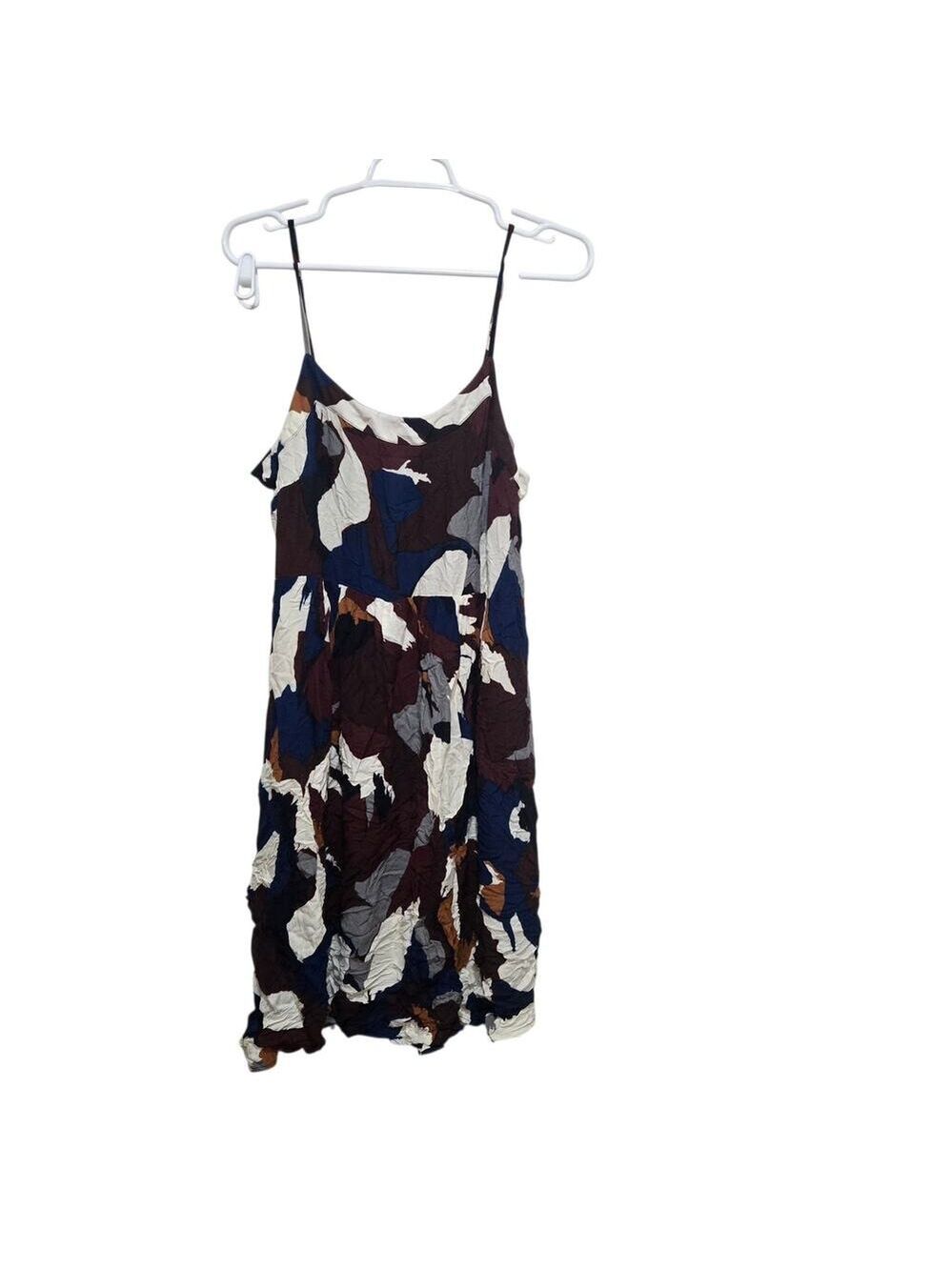 LOFT Abstract Print Crinkle Mini Dress Size 14 Rayon